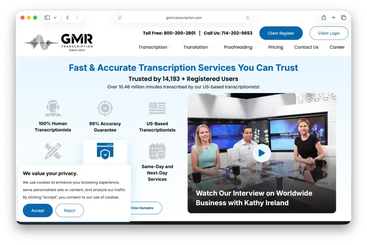 GMR human transcription landing page