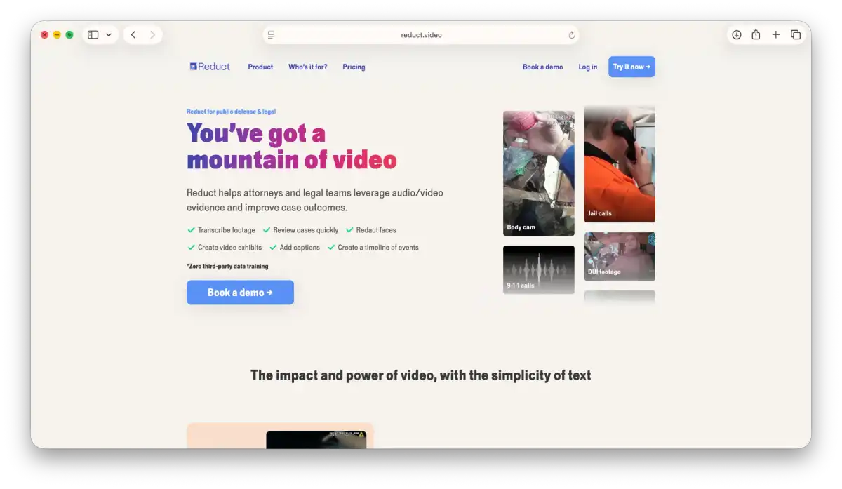 reduct landing page
