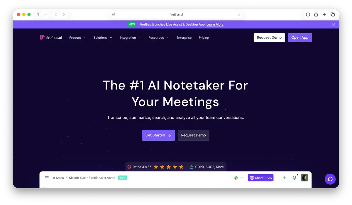 Fireflies landing page