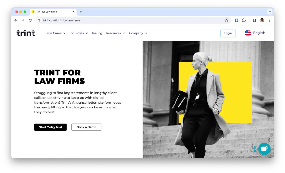 Trint Legal Landing Page