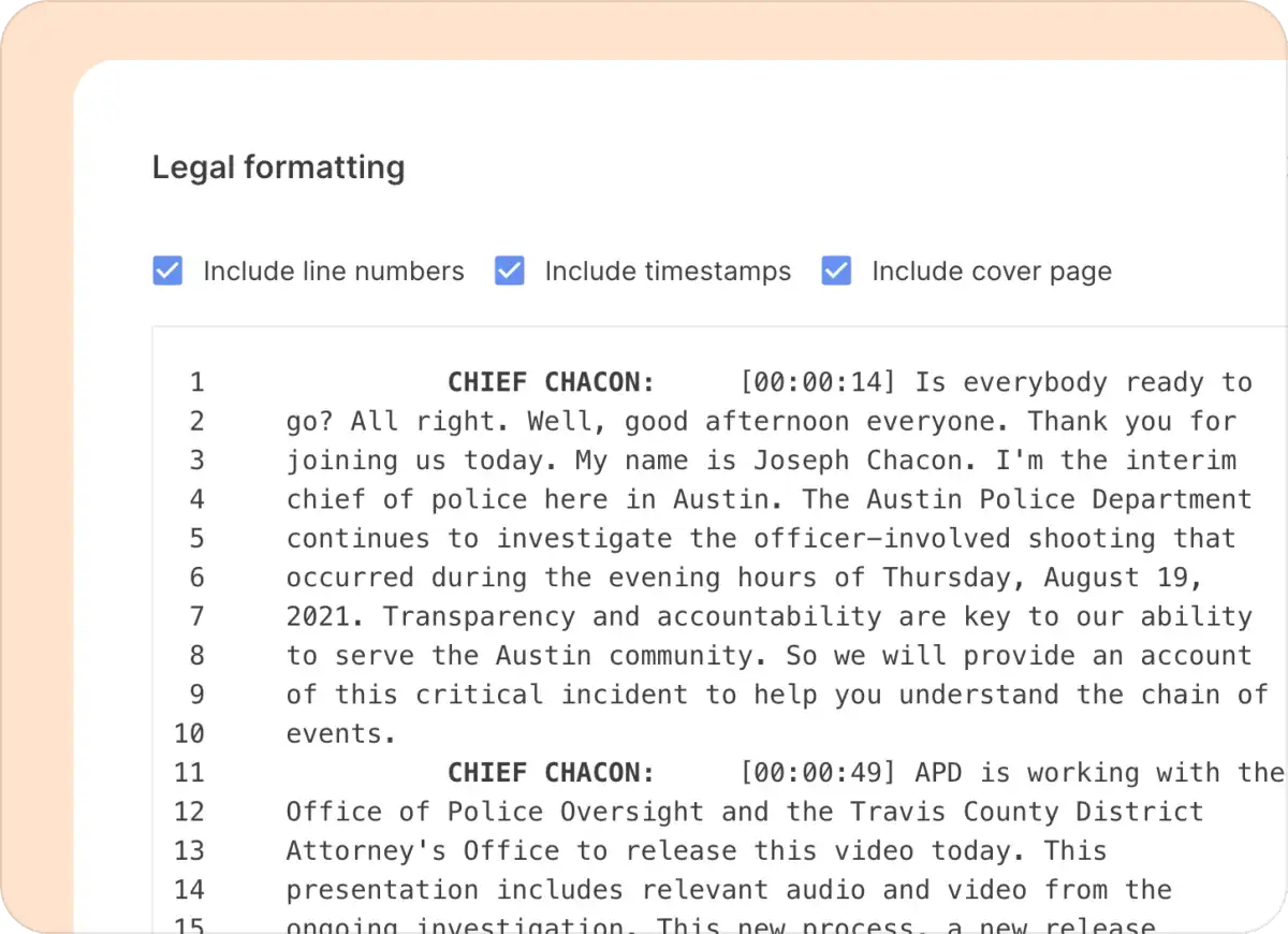Transcription in ASCII txt format