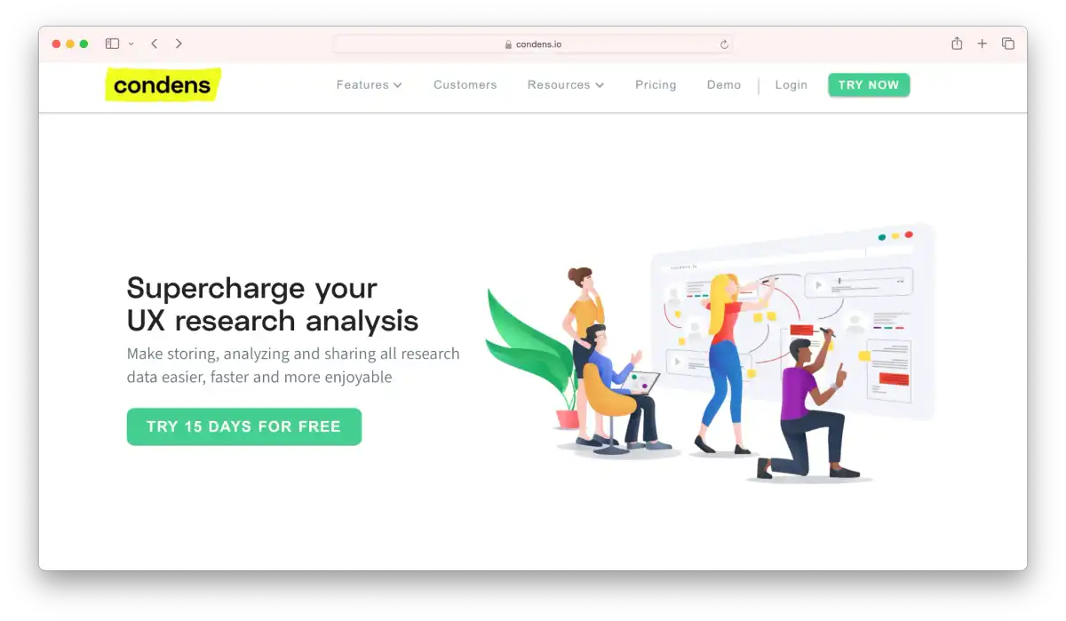 An image of Condens's homepage