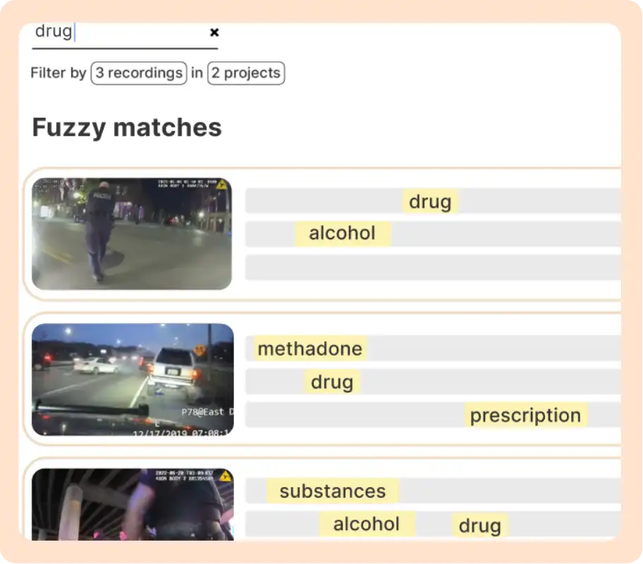 screenshot of fuzzy search