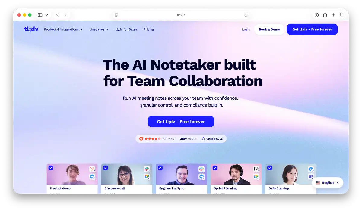 Tldv landing page