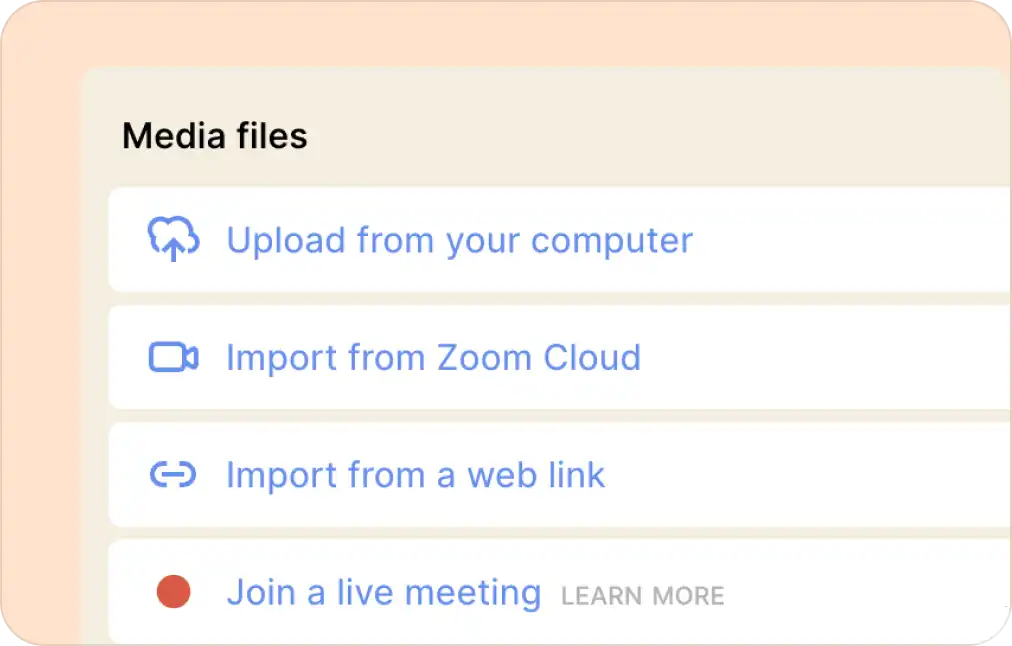 Media file upload page