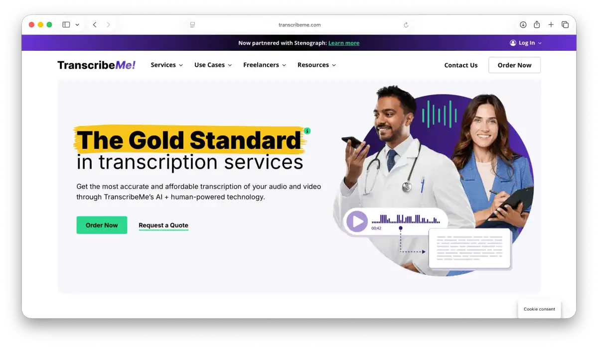 TranscribeMe landing page