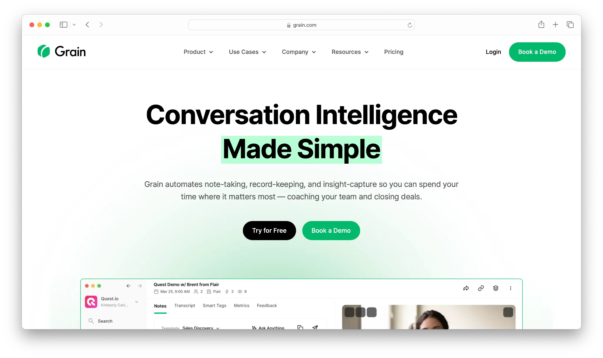 Grain landing page