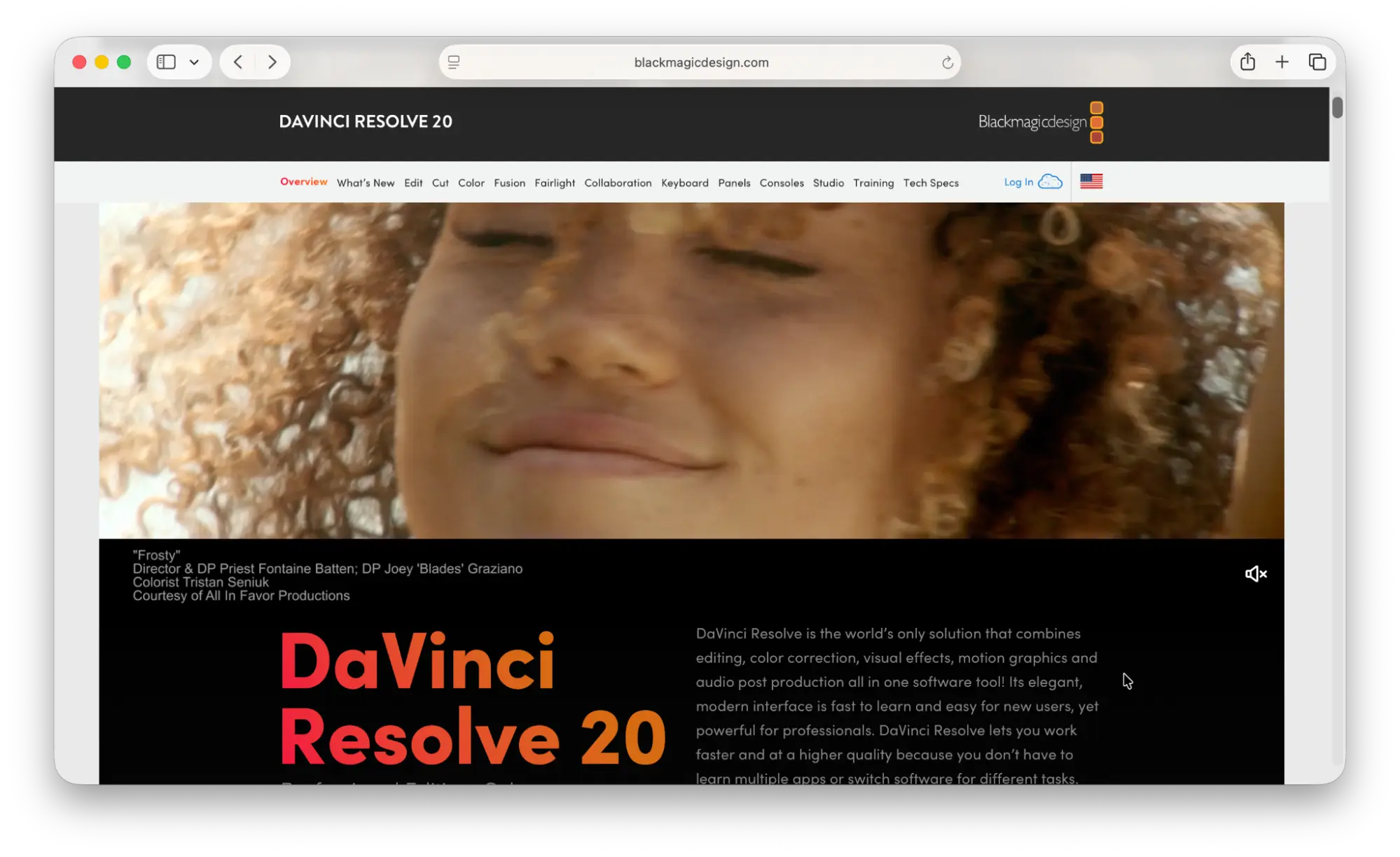 An image of DaVinci home page..