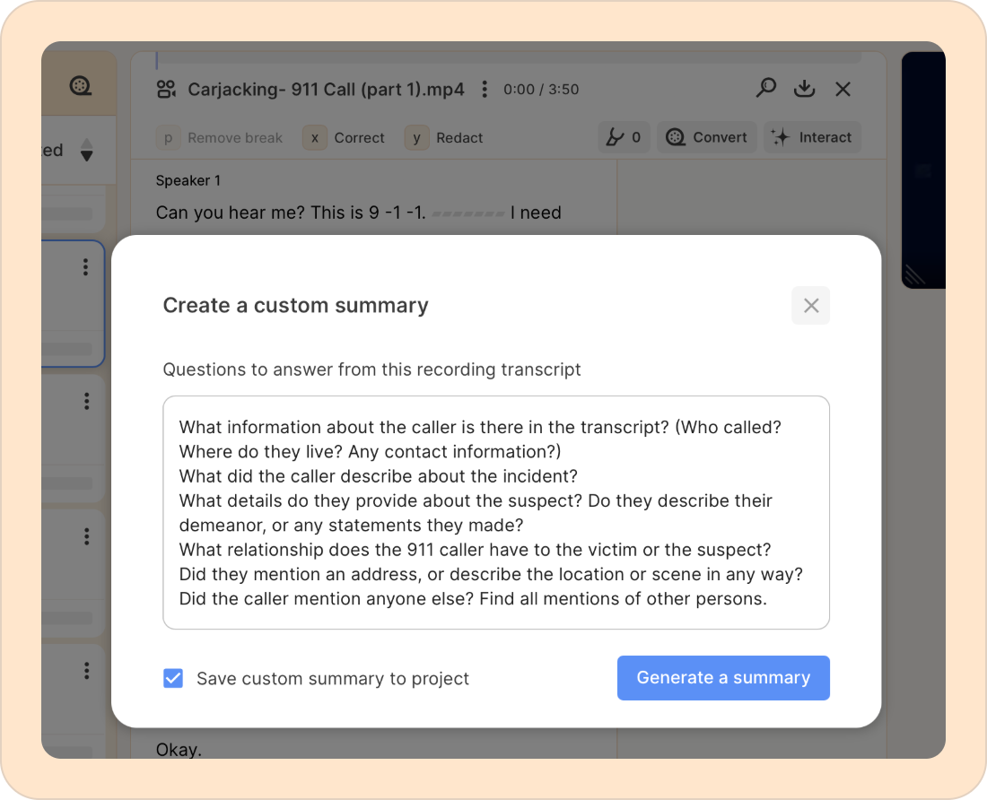 Custom summary feature of Reduct