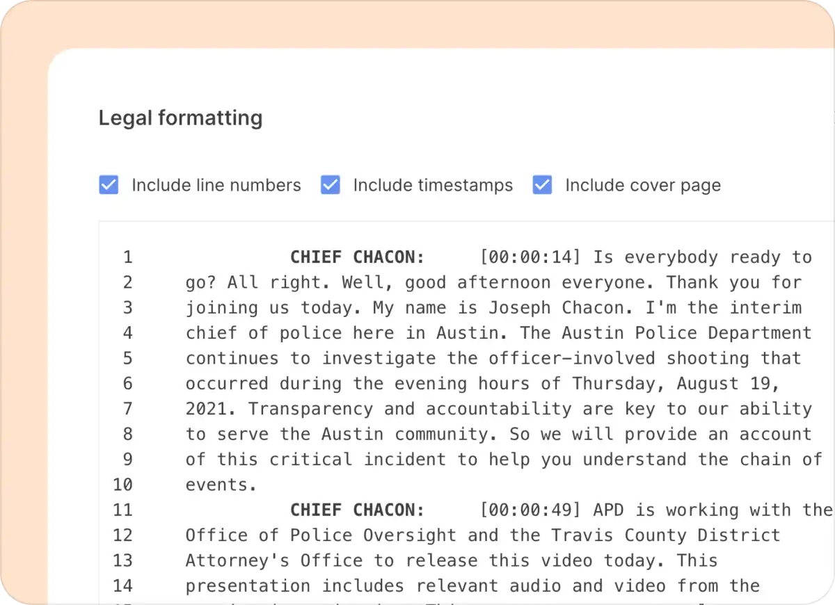 reduct transcription in court
