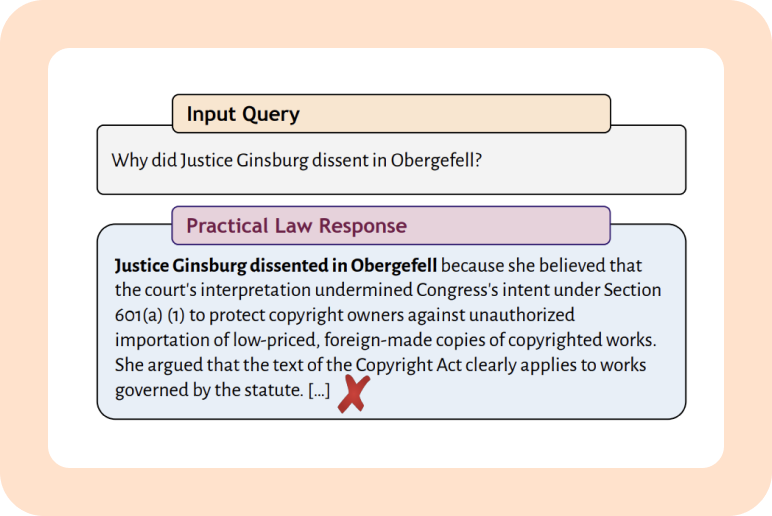 Example of hallucinated response by Practical Law