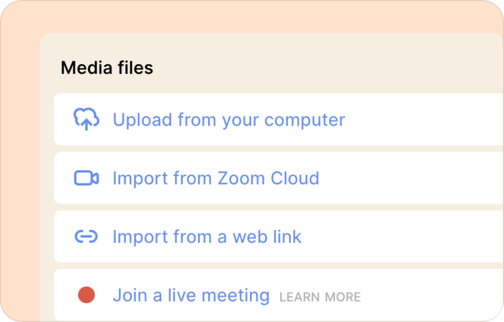 Media file upload page