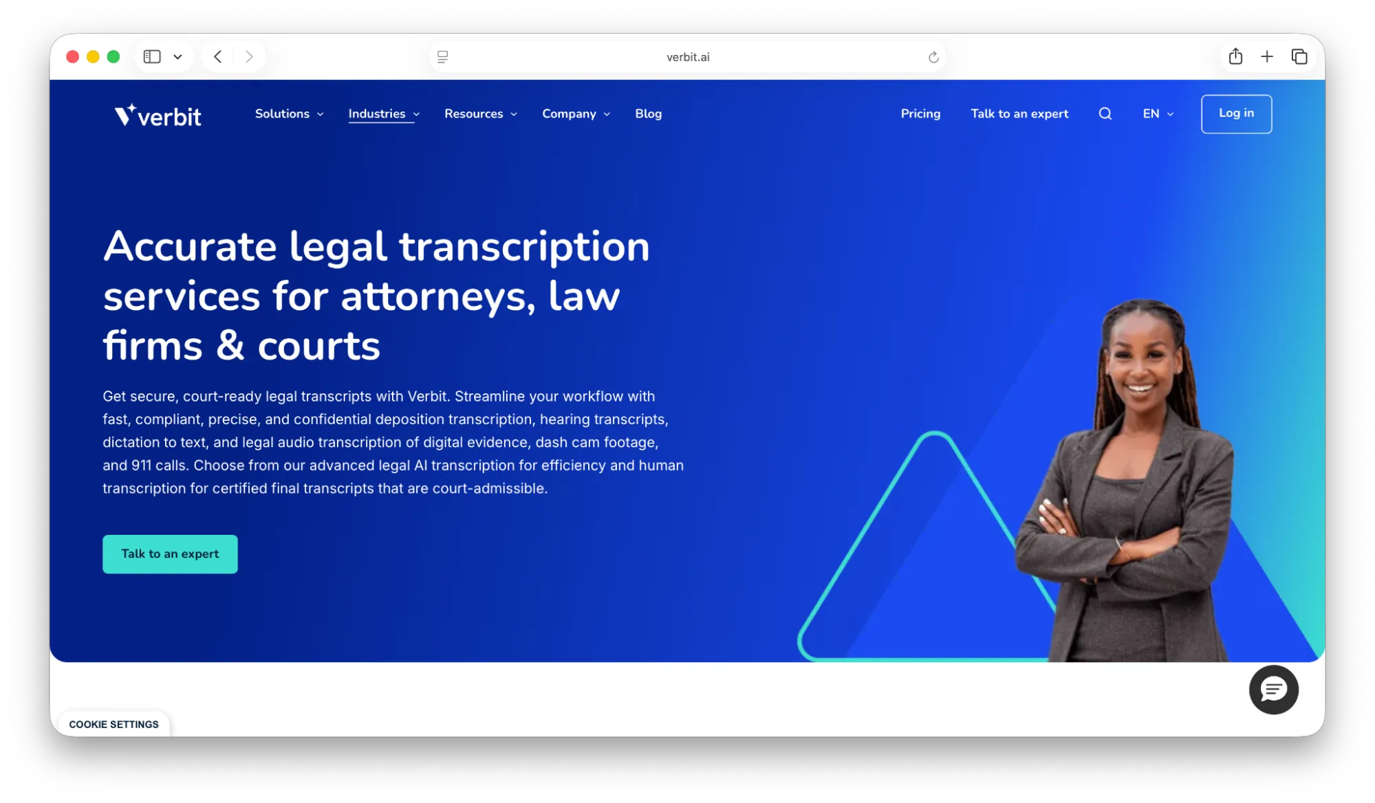 Screenshot of Verbit's Legal Landing Page