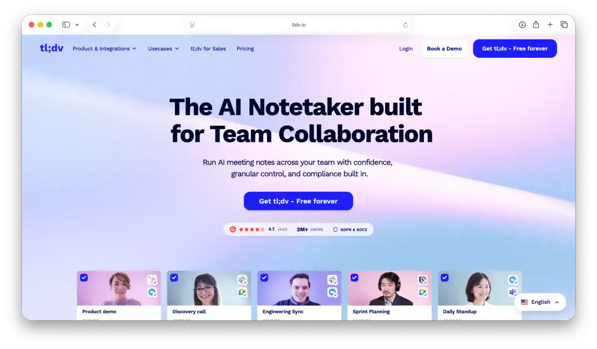 Tldv landing page
