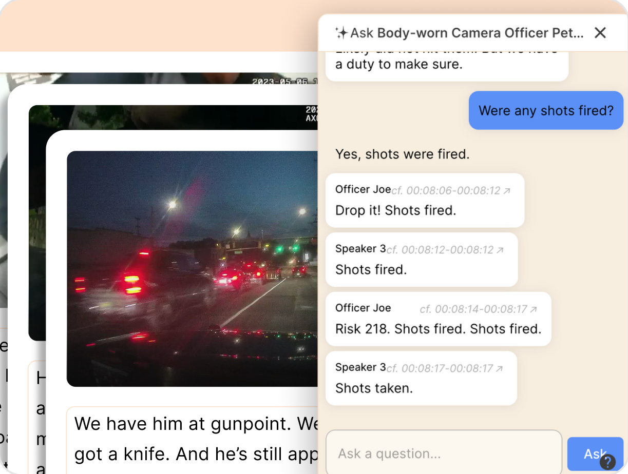 Screenshot of Reduct's ask the recording a question feature.