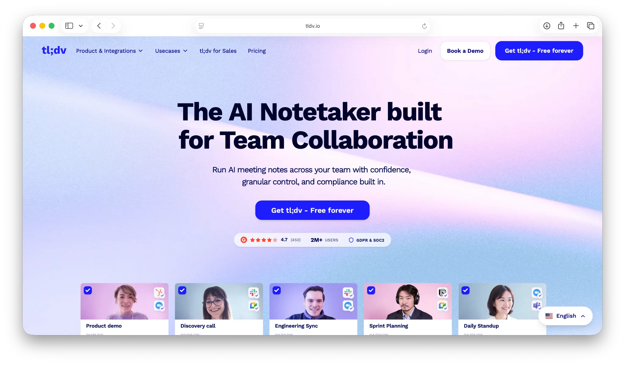 Tldv landing page