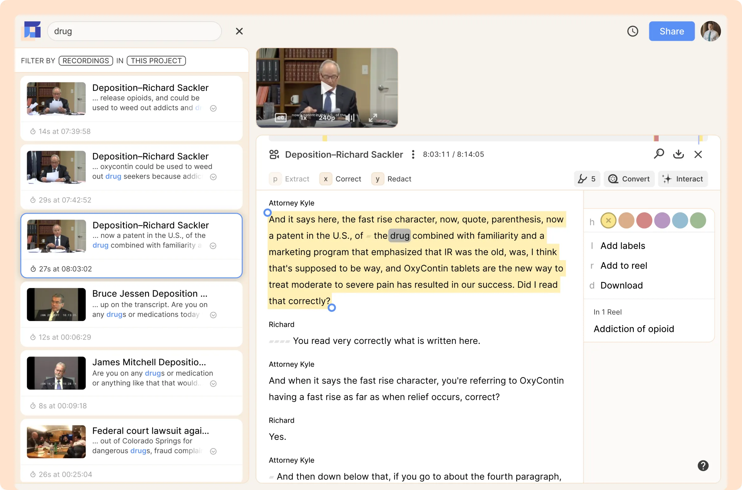 Reduct.Video Platform Screenshot