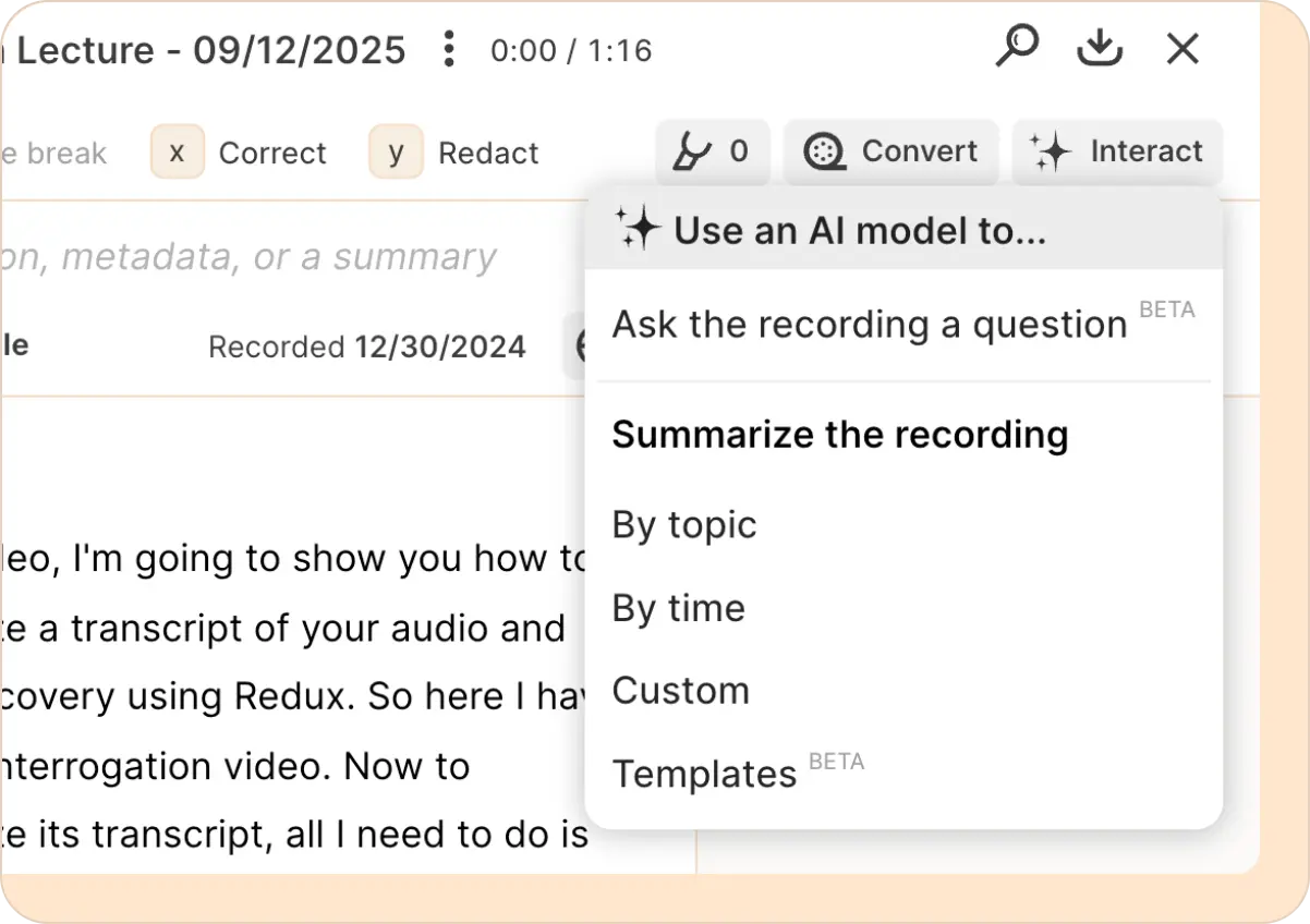 Summary types in reduct