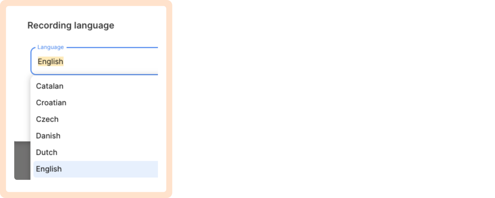 Transcription language selection in Reduct
