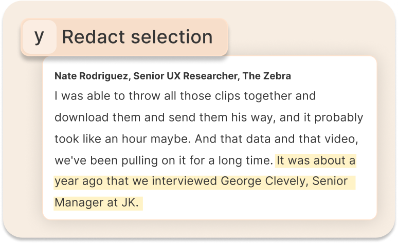 Reduct interface showing a block of text to redact