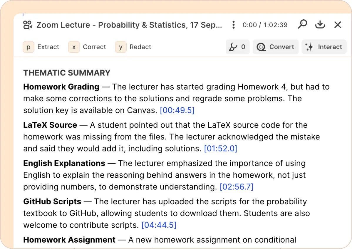 Summary by Themes