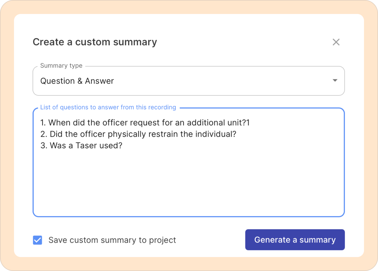 List of questions to ask a body cam footage