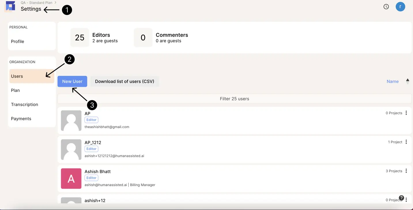 Screenshot of steps to invite a new user to your project with Reduct. 