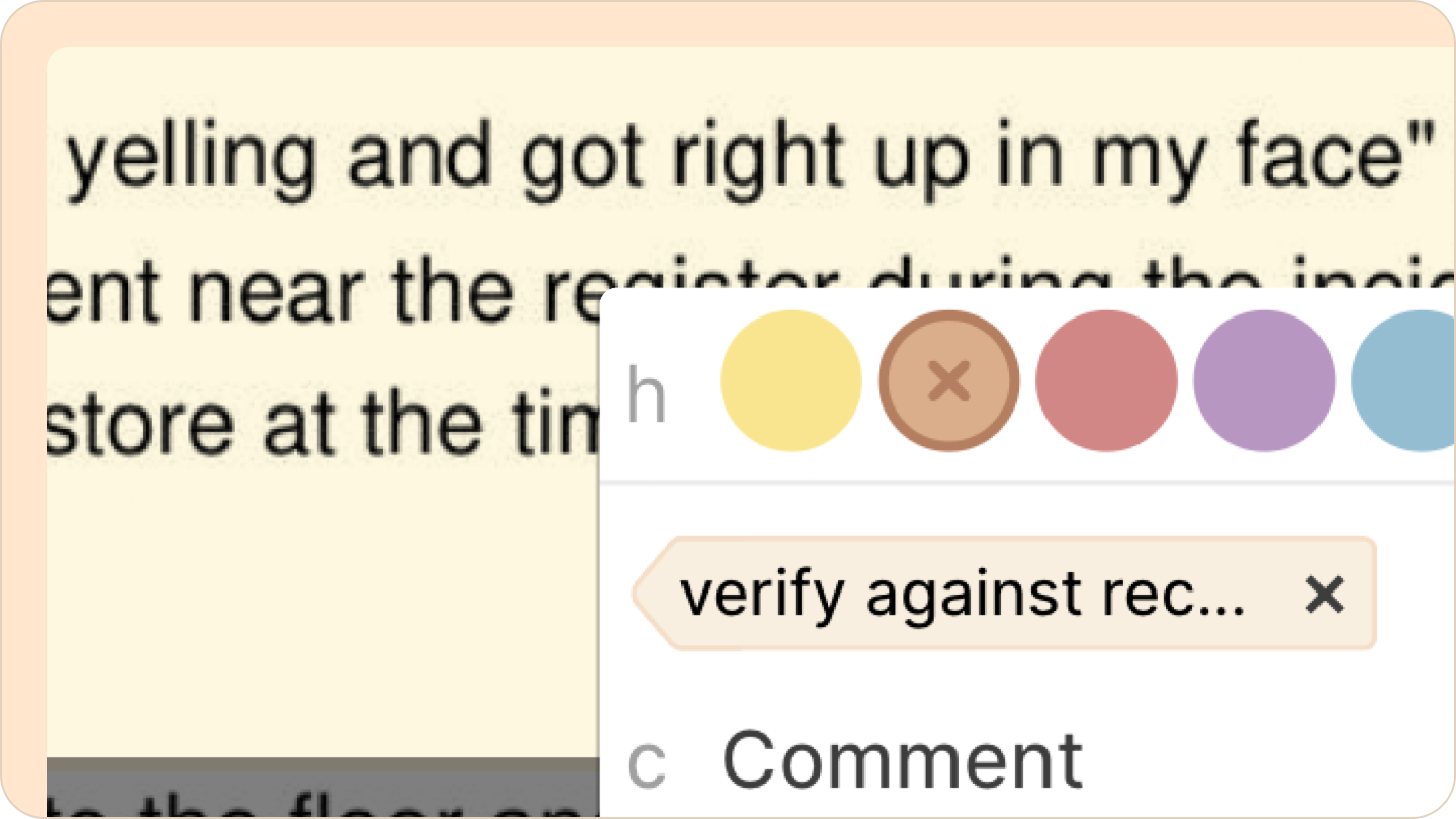 A single passage tagged with multiple labels in Reduct