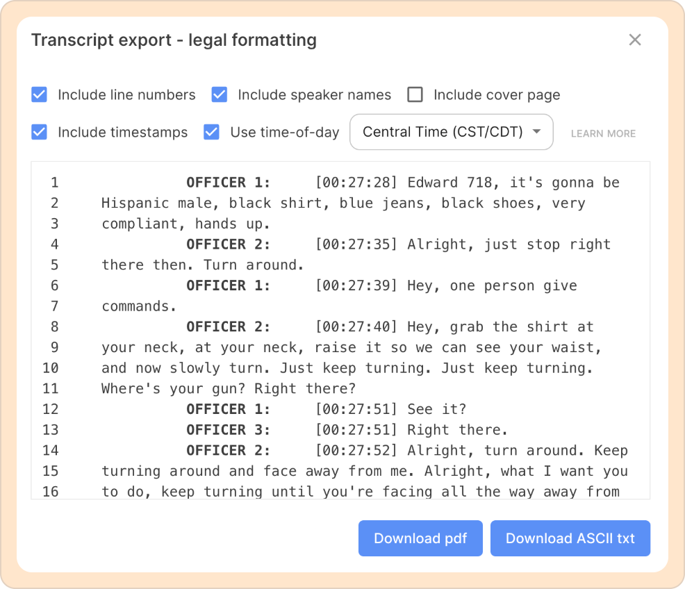 ExportLegalTransript