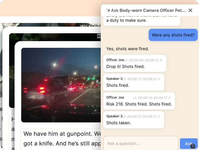 Screenshot of Reduct's ask the recording a question feature.