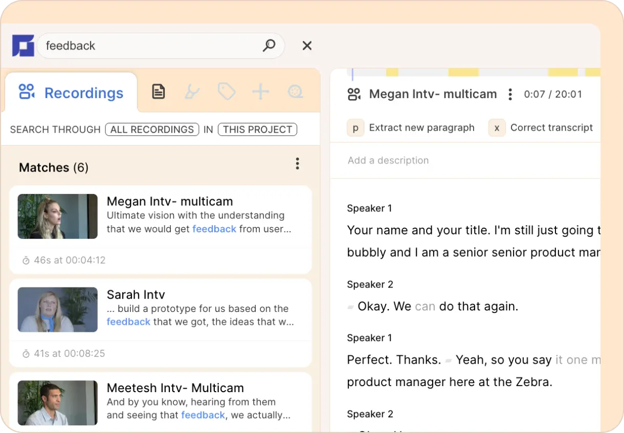 search through the recording in Reduct