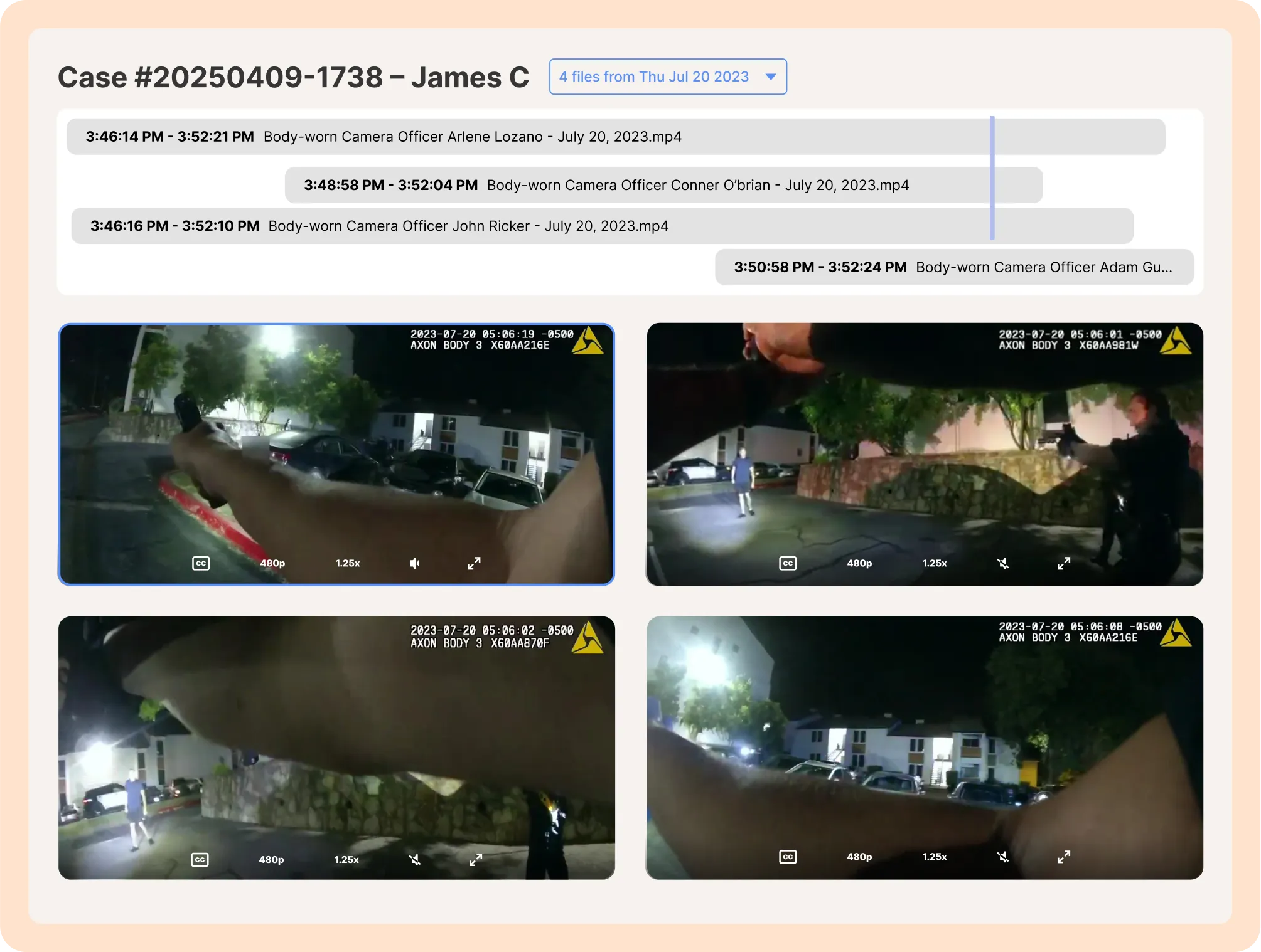 Mutlicam of police officers in a shooting