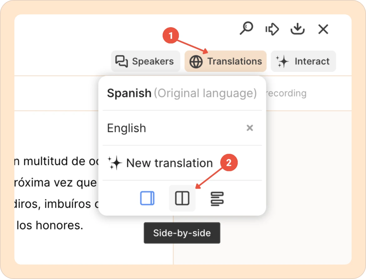 Choosing the side-by-side view option