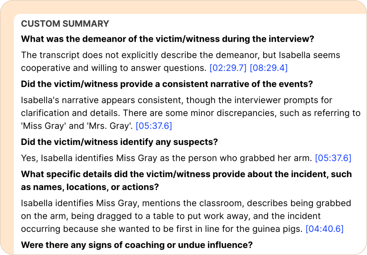 CustomSummaryForensicInterview