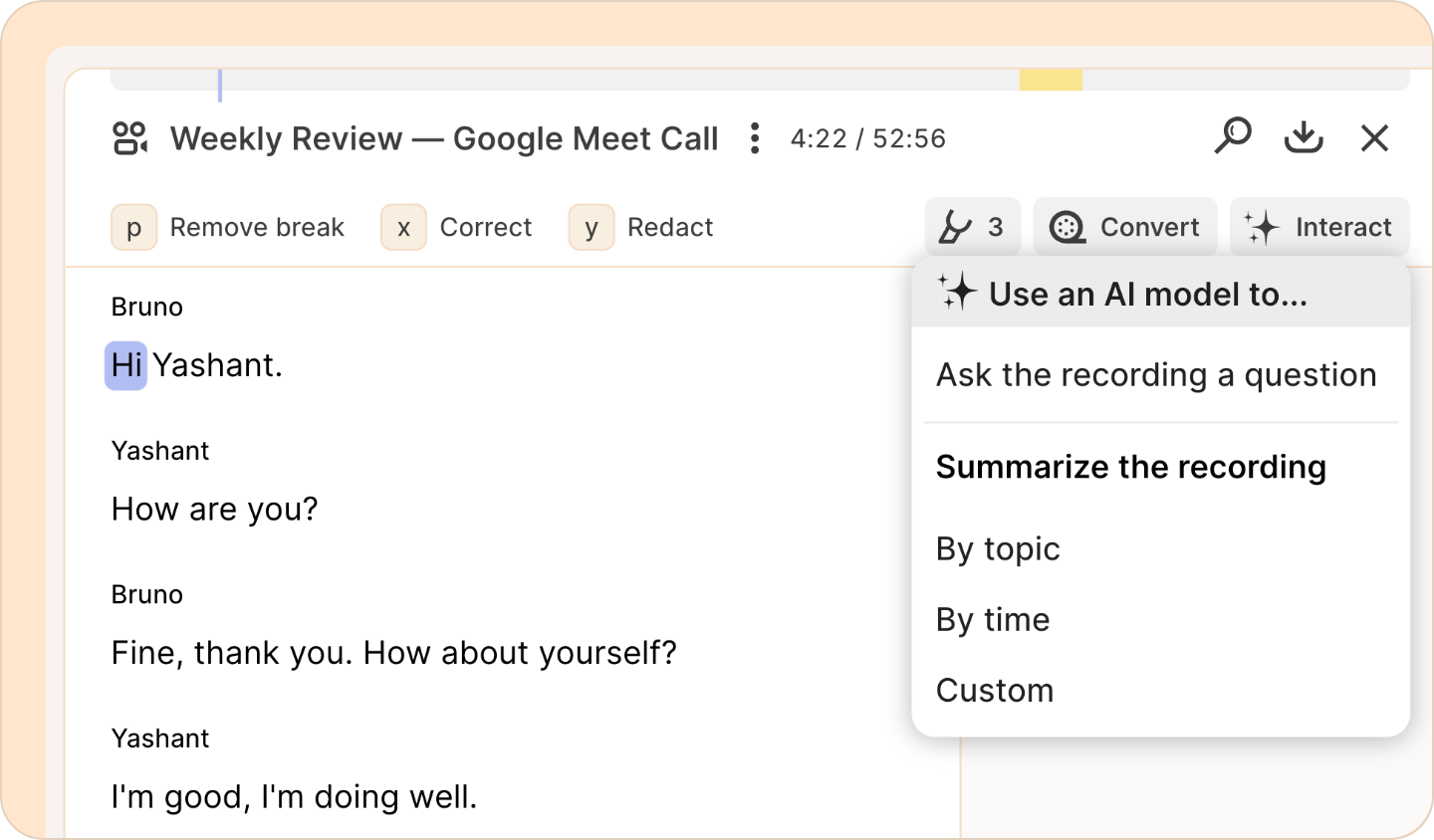 the different types of summary feature in Reduct