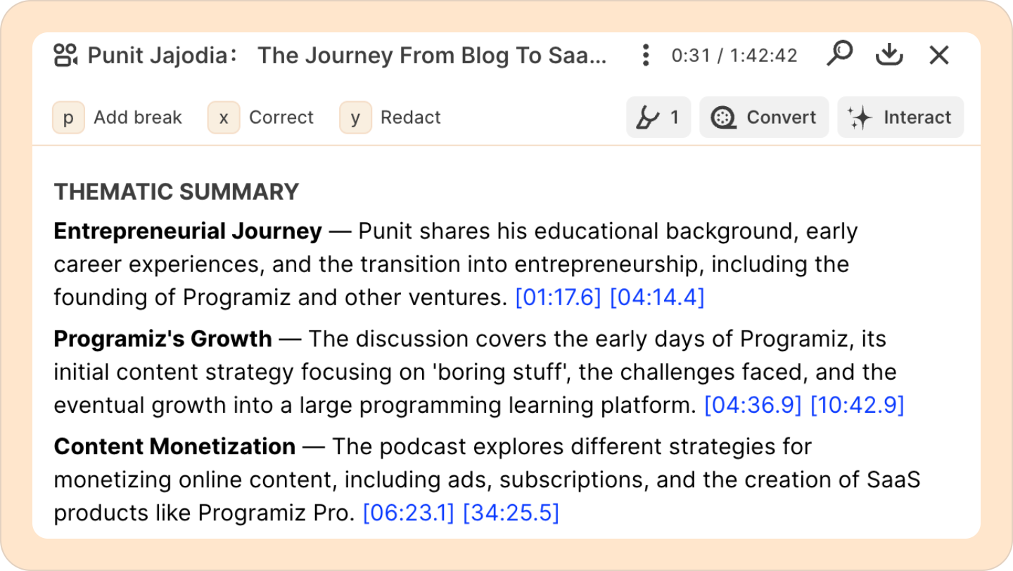 summary generated by topic