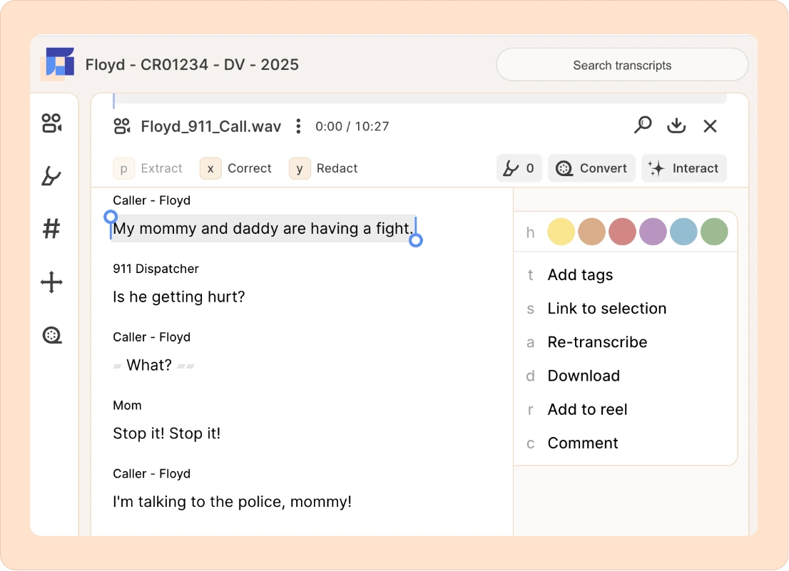 Screenshot of Reduct's AI to human transcription update feature