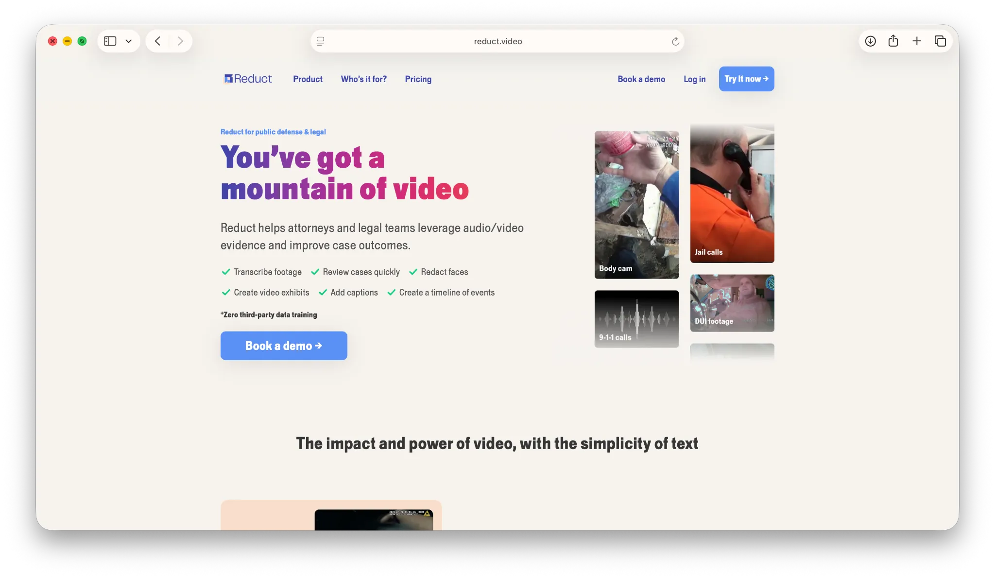 reduct landing page