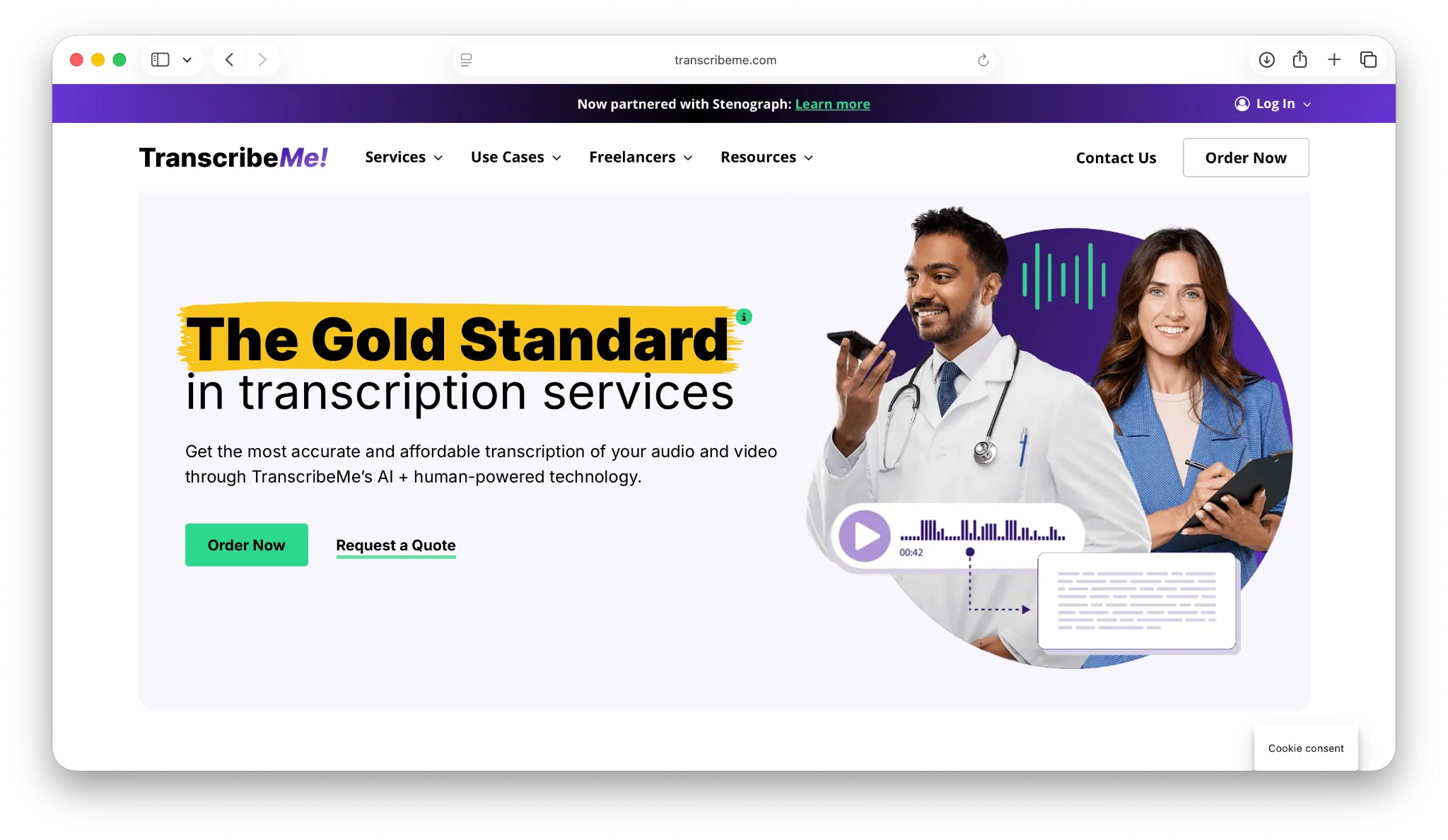 TranscribeMe landing page