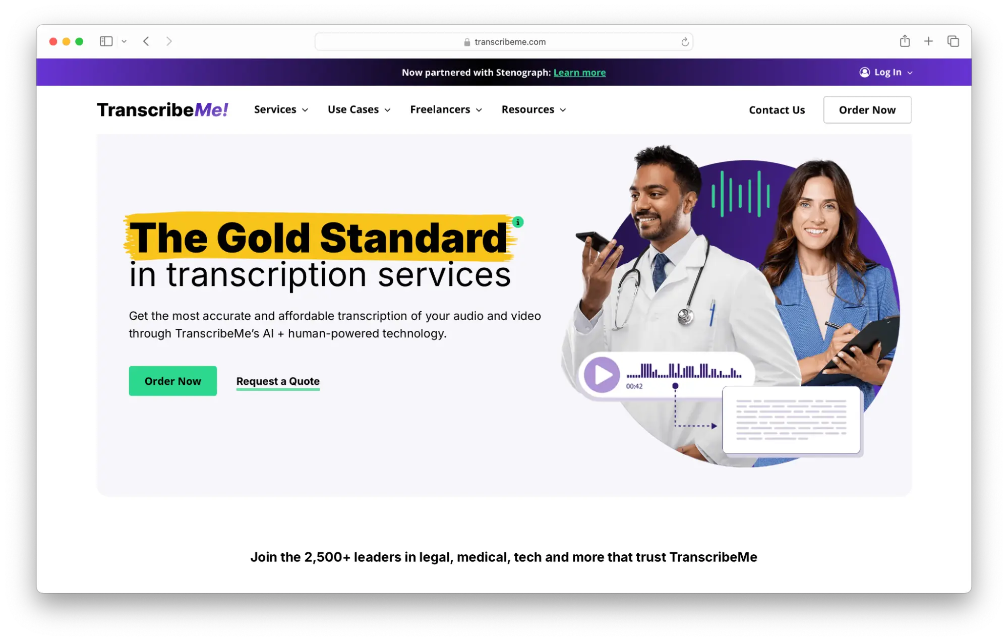 TranscribeMe homepage