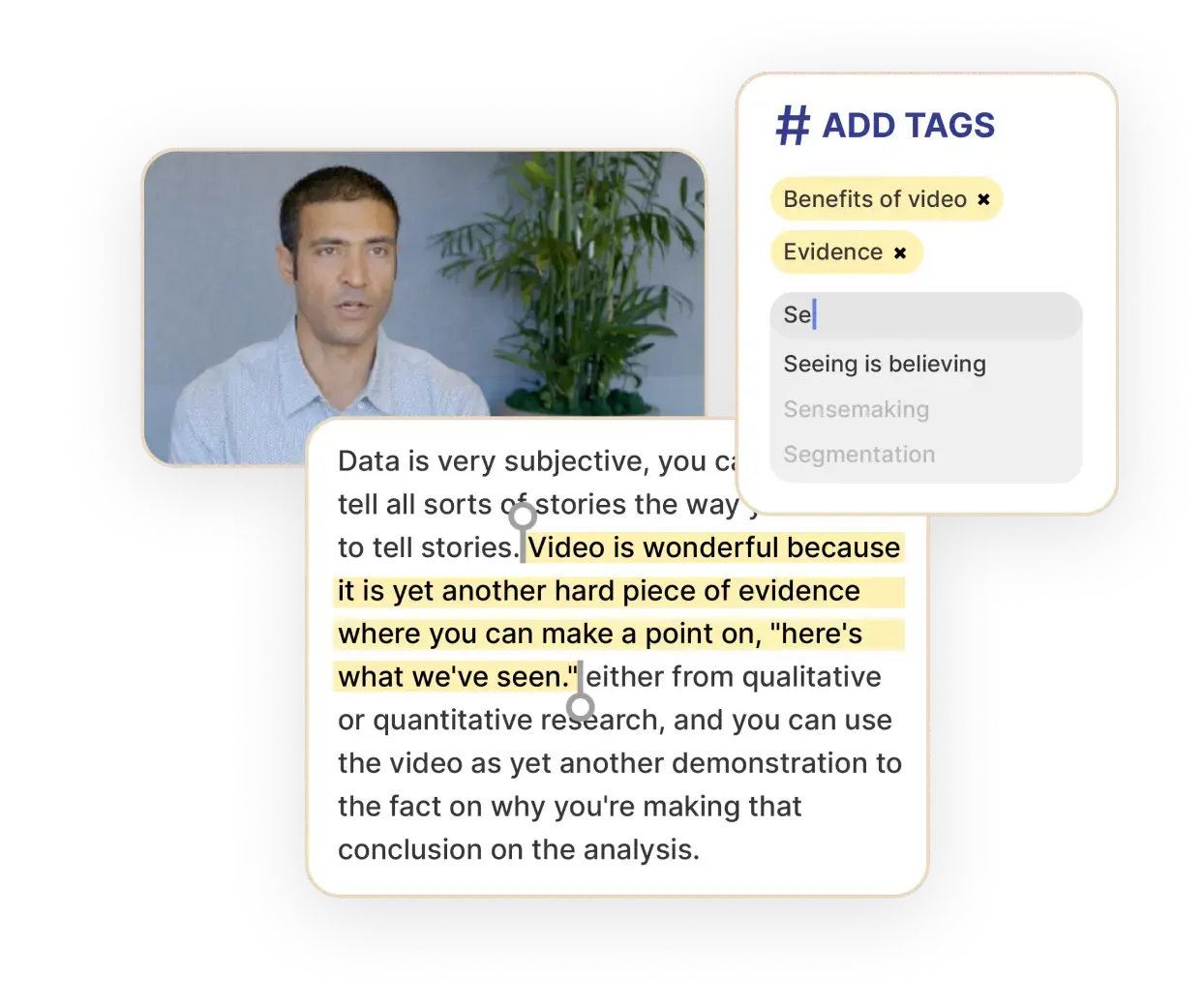 An image showing the review, highlight and tag feature oF Reduct