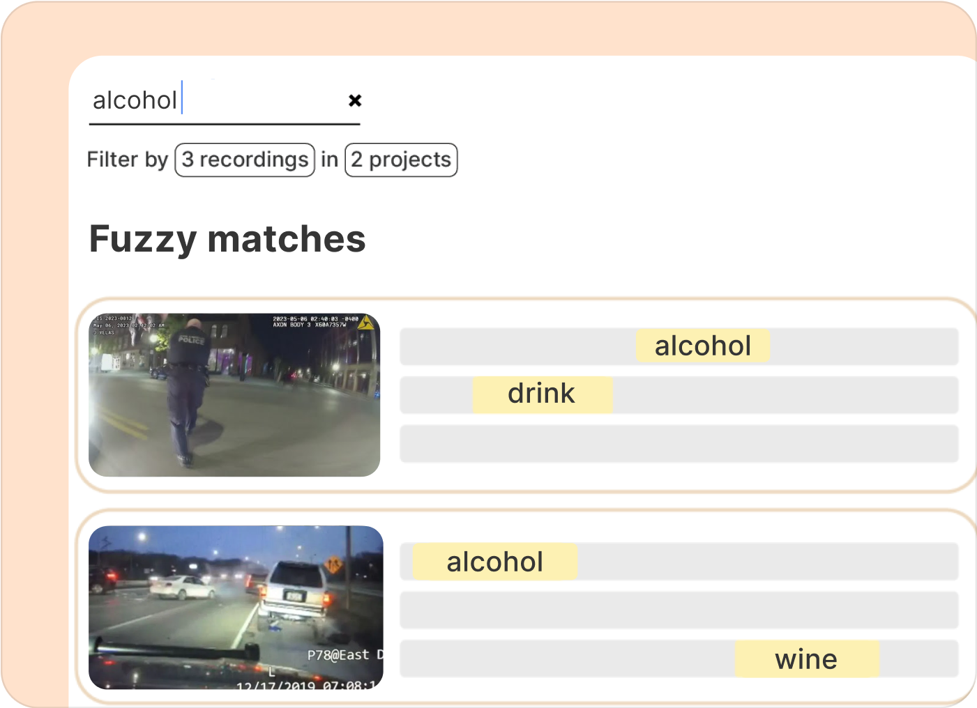 Screenshot of Reduct's fuzzy search results.