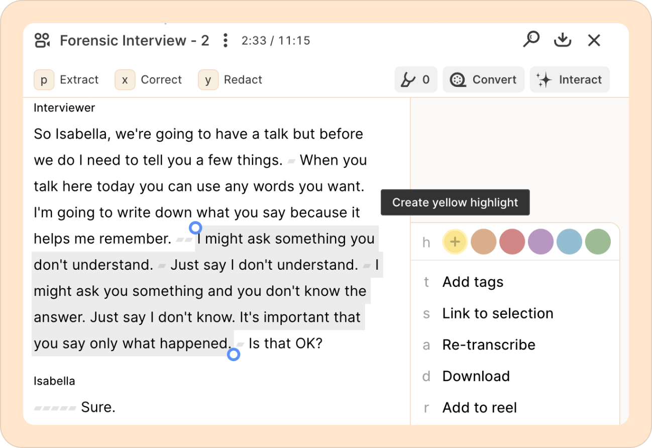 Forensic interview transcript
