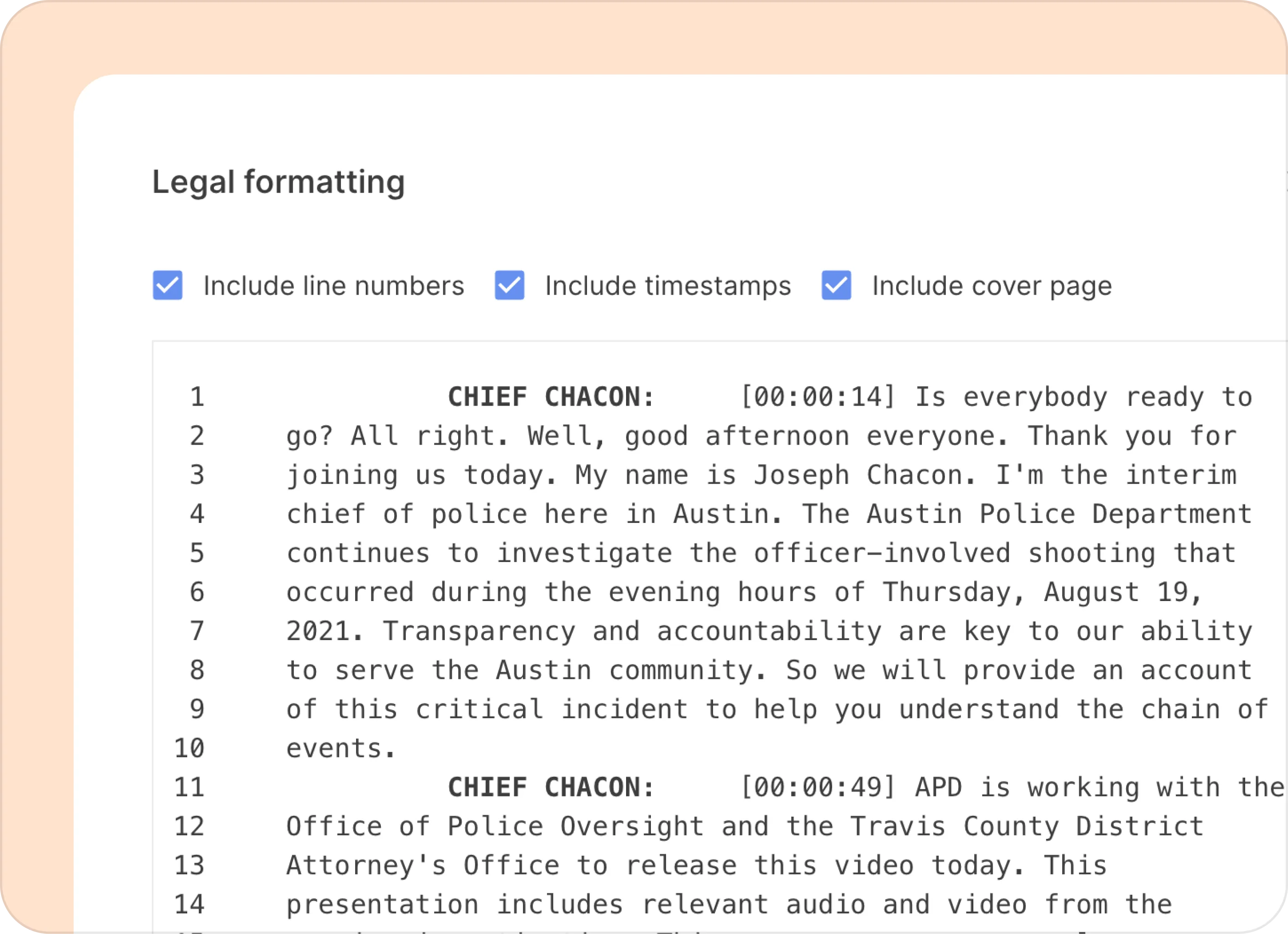 reduct transcription in court