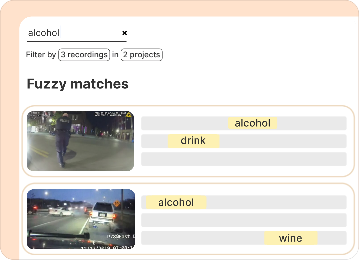 Reduct fuzzy search for alcohol