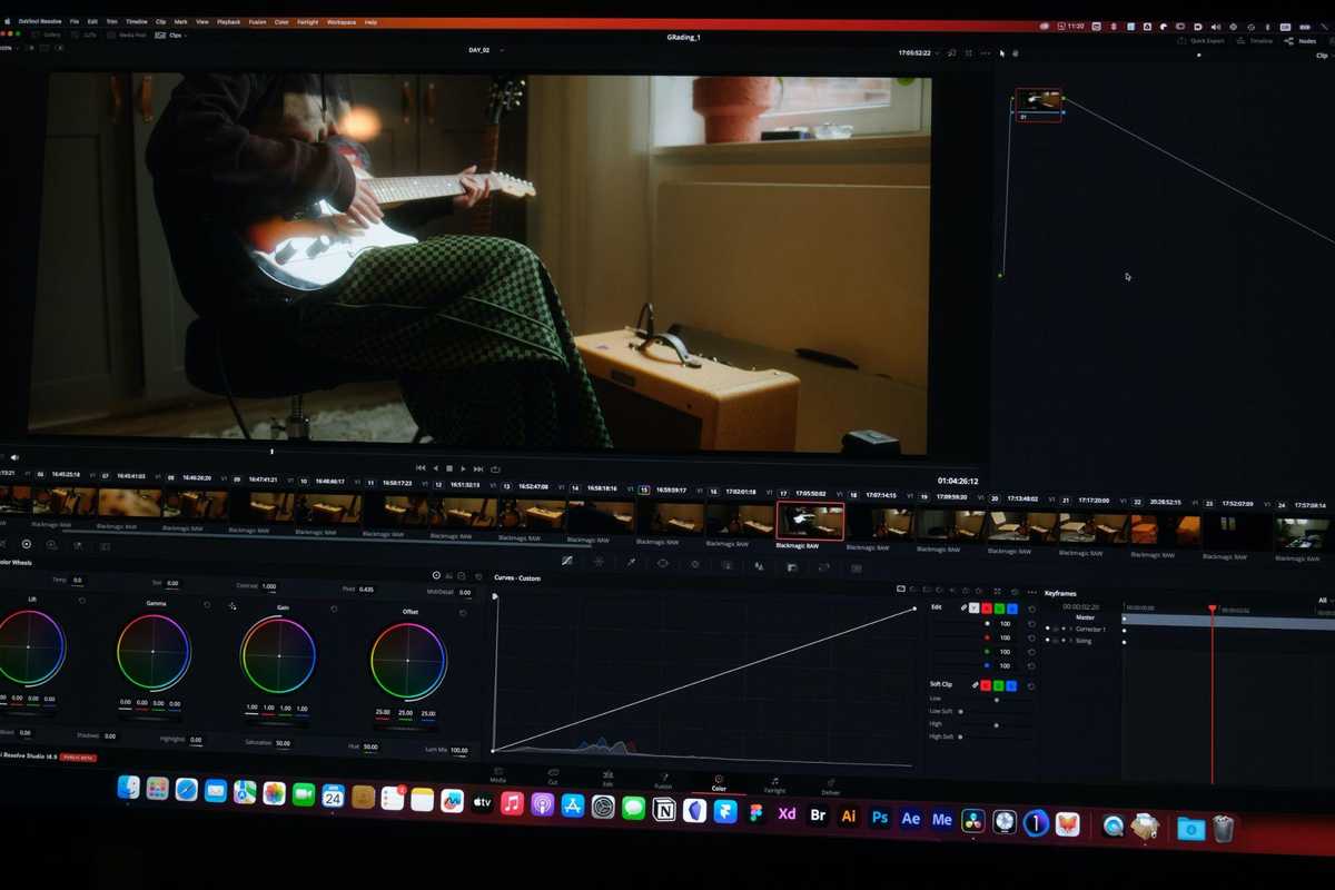 Image showing different set features of color grading while editing a video.