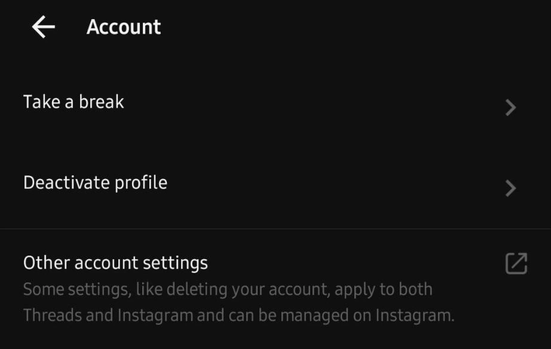 Threads account settings.
